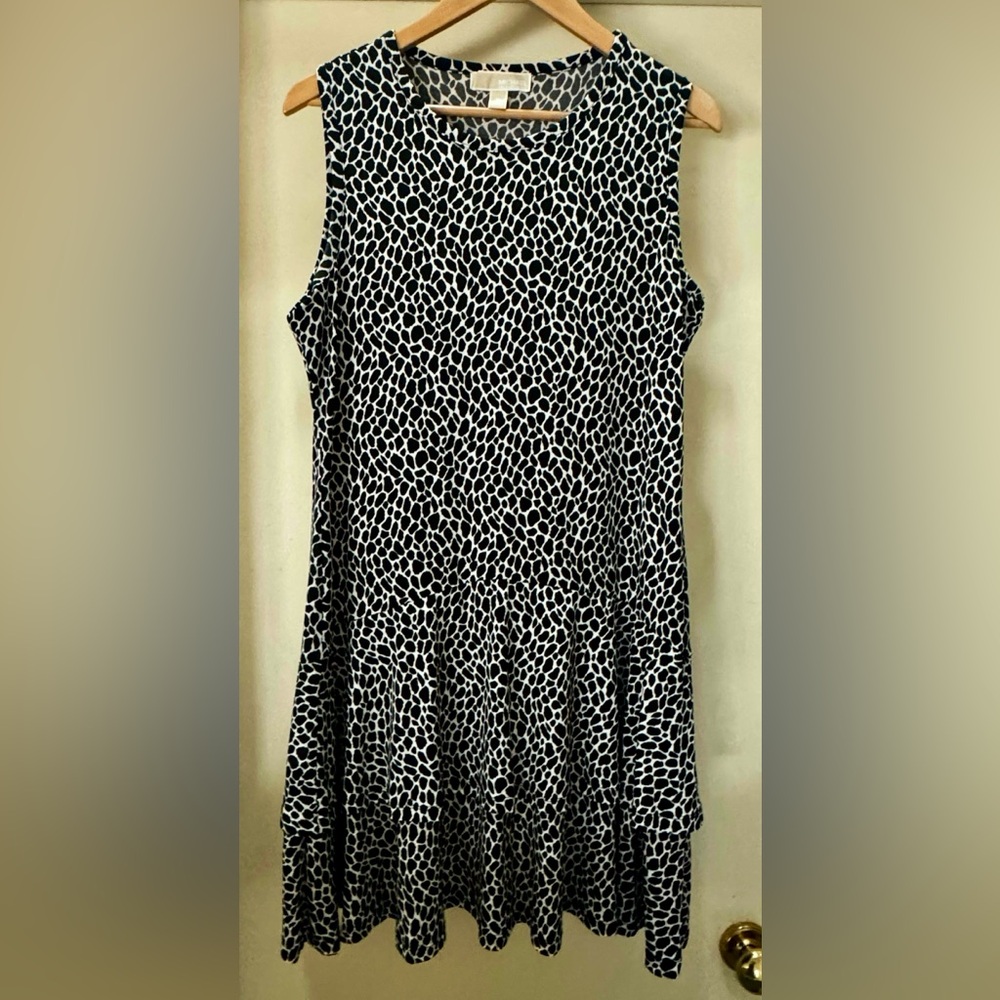 Michael Kors Black and White Patterned Sleeveless Dress Size XL